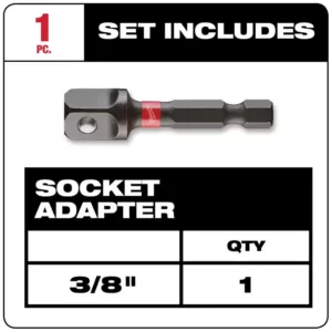 Milwaukee 1/4 in. x 3/8 in. Steel Square Socket Adapter